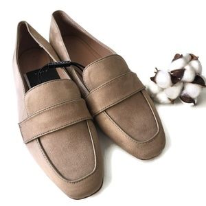 ZARA Tan Suede Penny Loafers Size 8 NWT